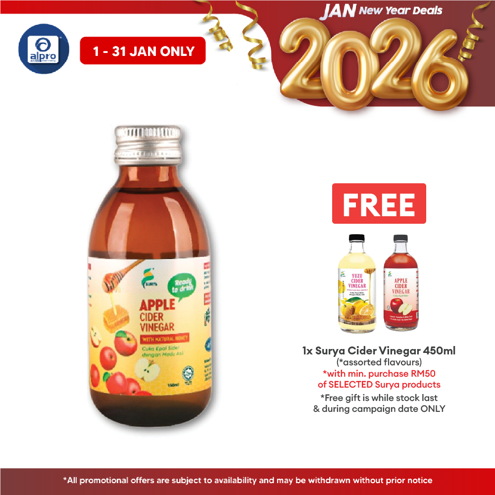 Surya Ready To Drink Apple Cider Vinegar With Natural Honey 150ml | Enriched With Natural Goodness Surya