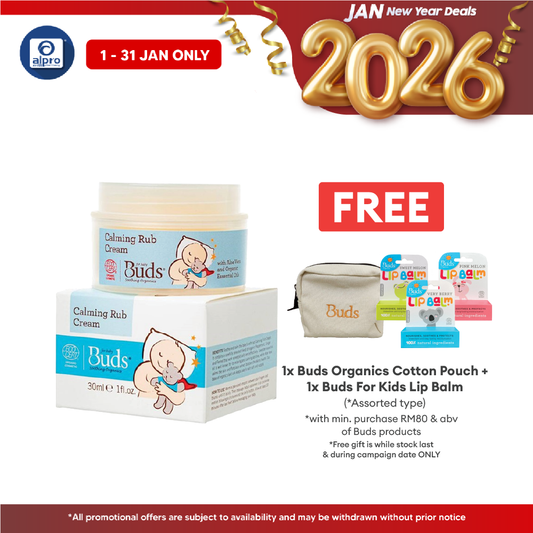 Buds Soothing Organics Calming Rub Cream 30ml | Soothes and Calms Baby Tummy Alpro Pharmacy