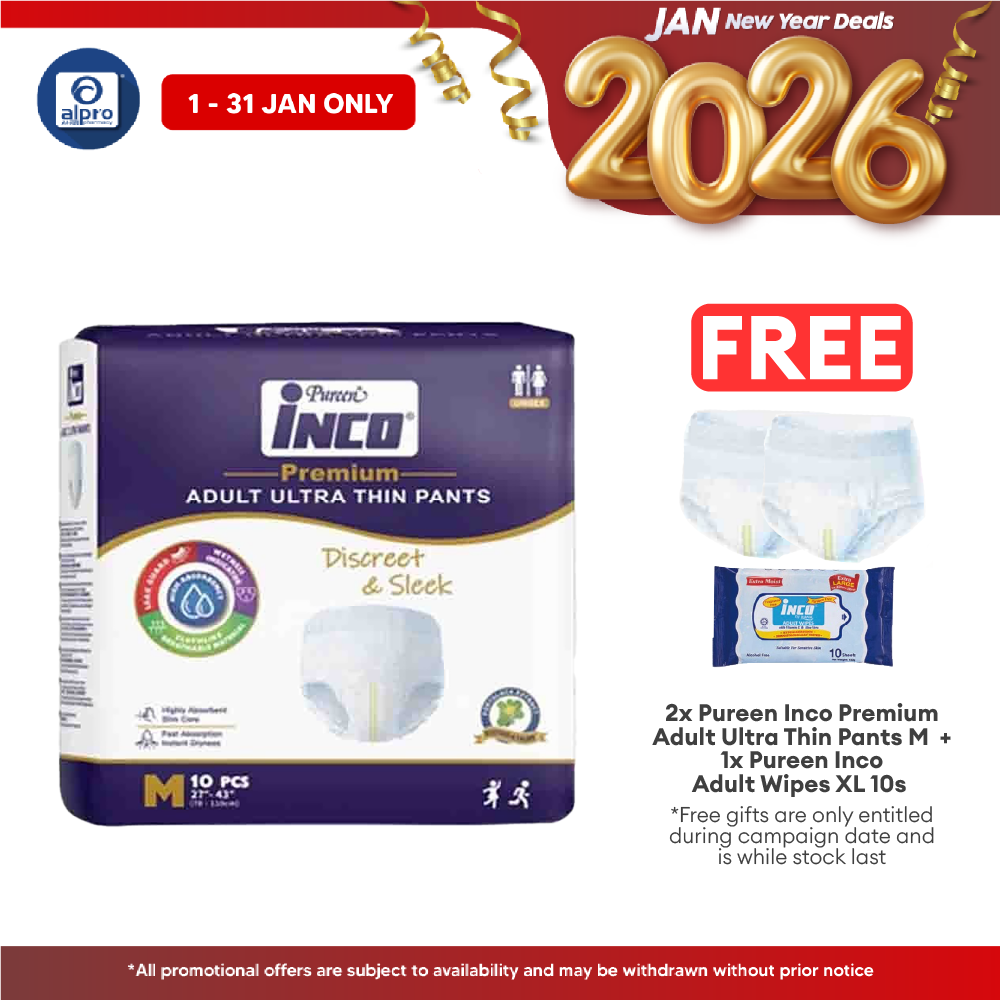 Pureen Inco Premium Adult Ultra Thin Pants | Size: M (10 Pcs/pack) Alpro Pharmacy