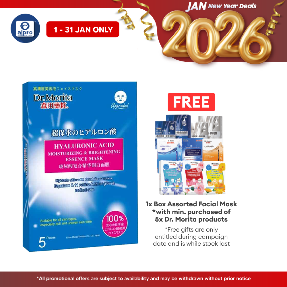 Dr.Morita Hyaluronic Acid Moisturizing & Brightening Facial Mask 5s | Moisturizing and Brightening Alpro Pharmacy
