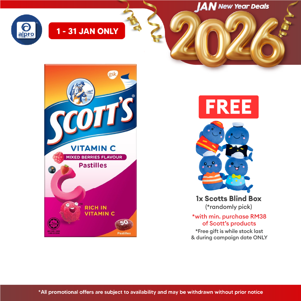 Scotts Vitamin C Pastilles (Mixed Berries) 50s | For Children Above 2 Years Old Scotts