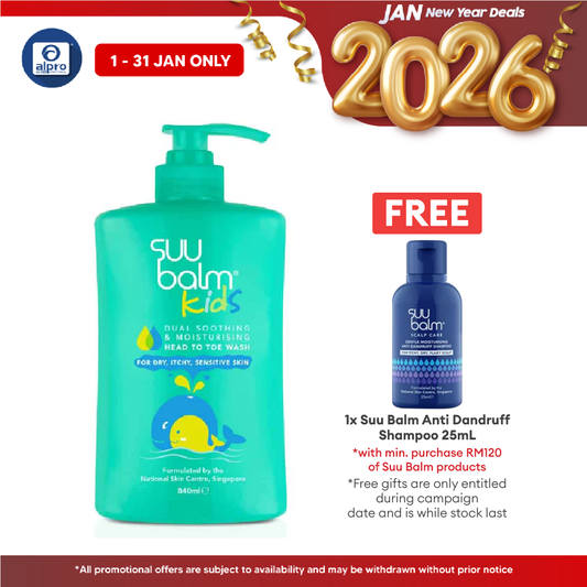 Suu Balm Kids Dual Soothing & Moisturising Head To Toe Wash 840ml Suu Balm