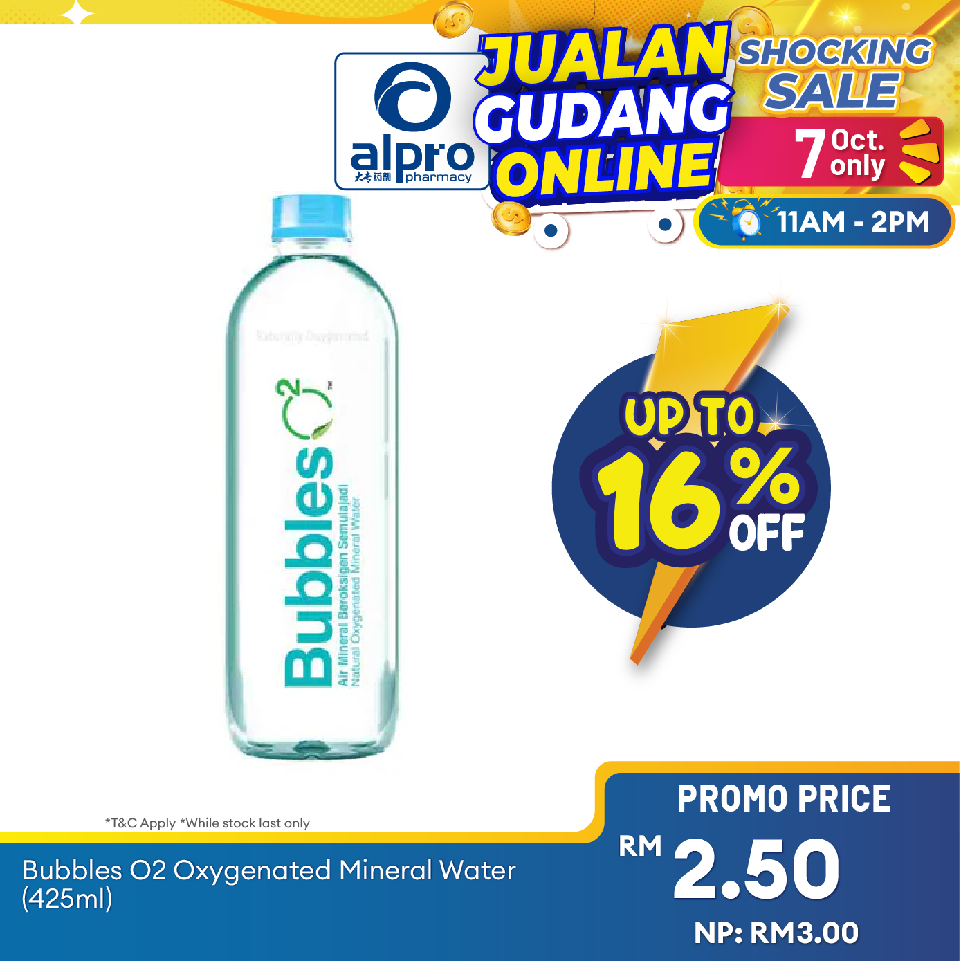 Bubbles O2 Oxygenated Mineral Water (425ml) Bubbles O2