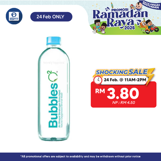 Bubbles O2 Oxygenated Mineral Water (800ml) Bubbles O2