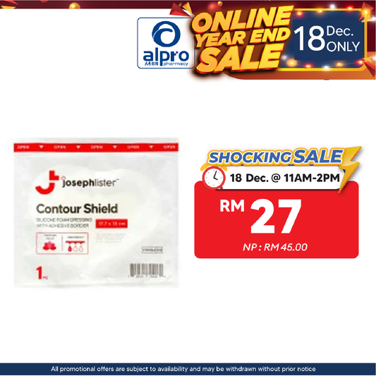 Josephlister Contour Shield Silicone Foam Dressing with Adhesive Border 12.7 X 10 X 0.3cm 1s Alpro Pharmacy