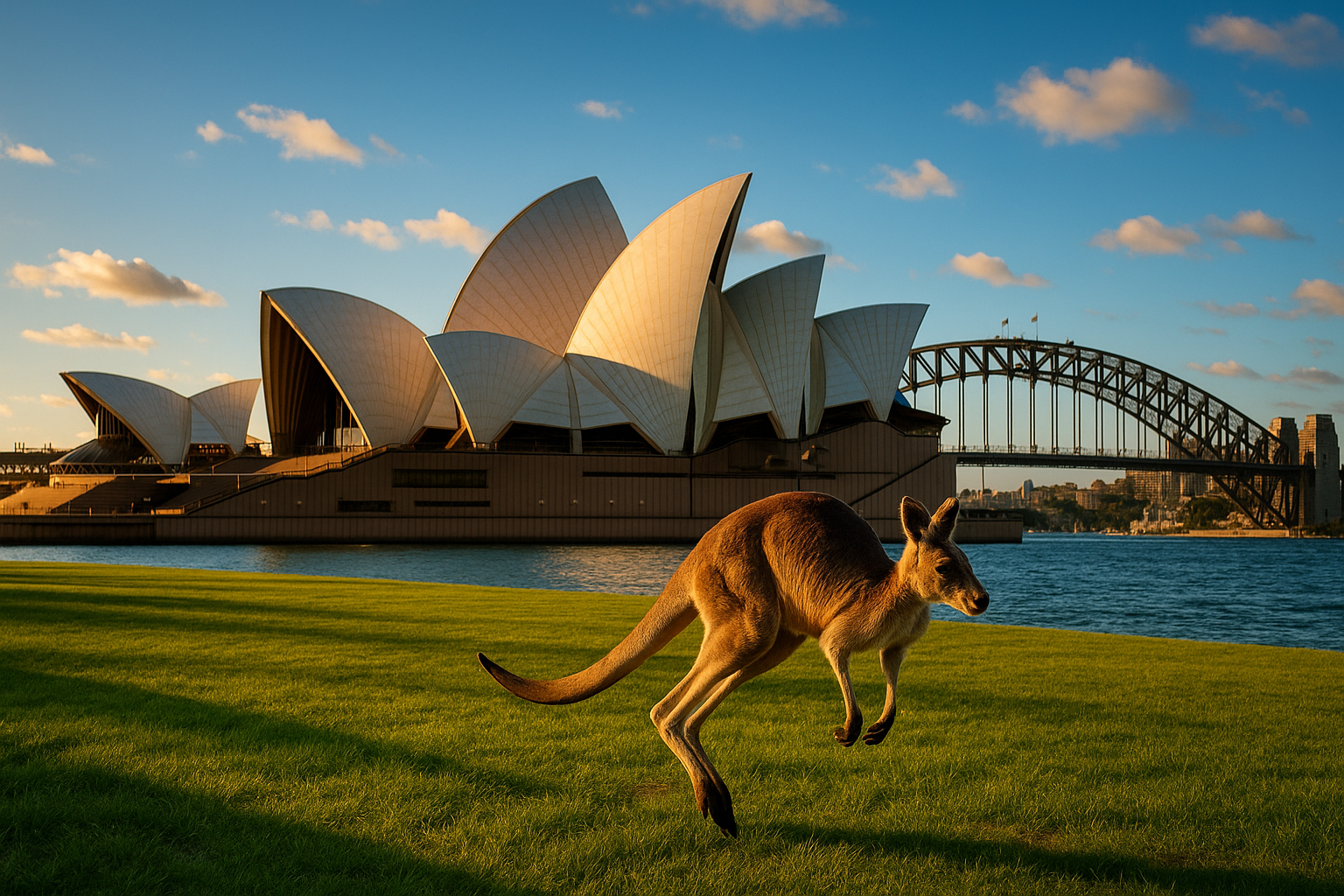 Australia Iconic landmark and kangaroo