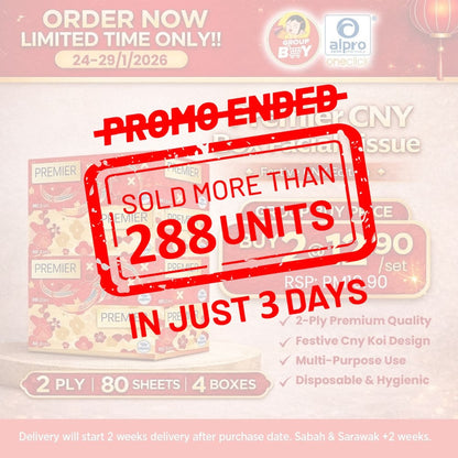 [Group Buy Delivery Starts: 23/2/2026] Premier 2026 CNY Facial Tissue 80s X 4boxes | Soft & Strong Group Buy