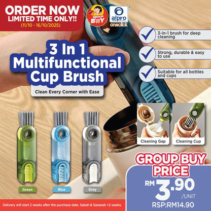 [Group Buy Delivery Starts: 4/11/2025] 3 In 1 Multifunctional Cup Brush 1s (Blue/Grey/Green) Group Buy