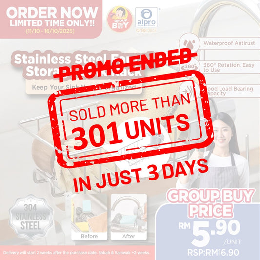 [Group Buy Delivery Starts: 3/11/2025] Stainless Steel Faucet Storage Sink Rack 1s Group Buy