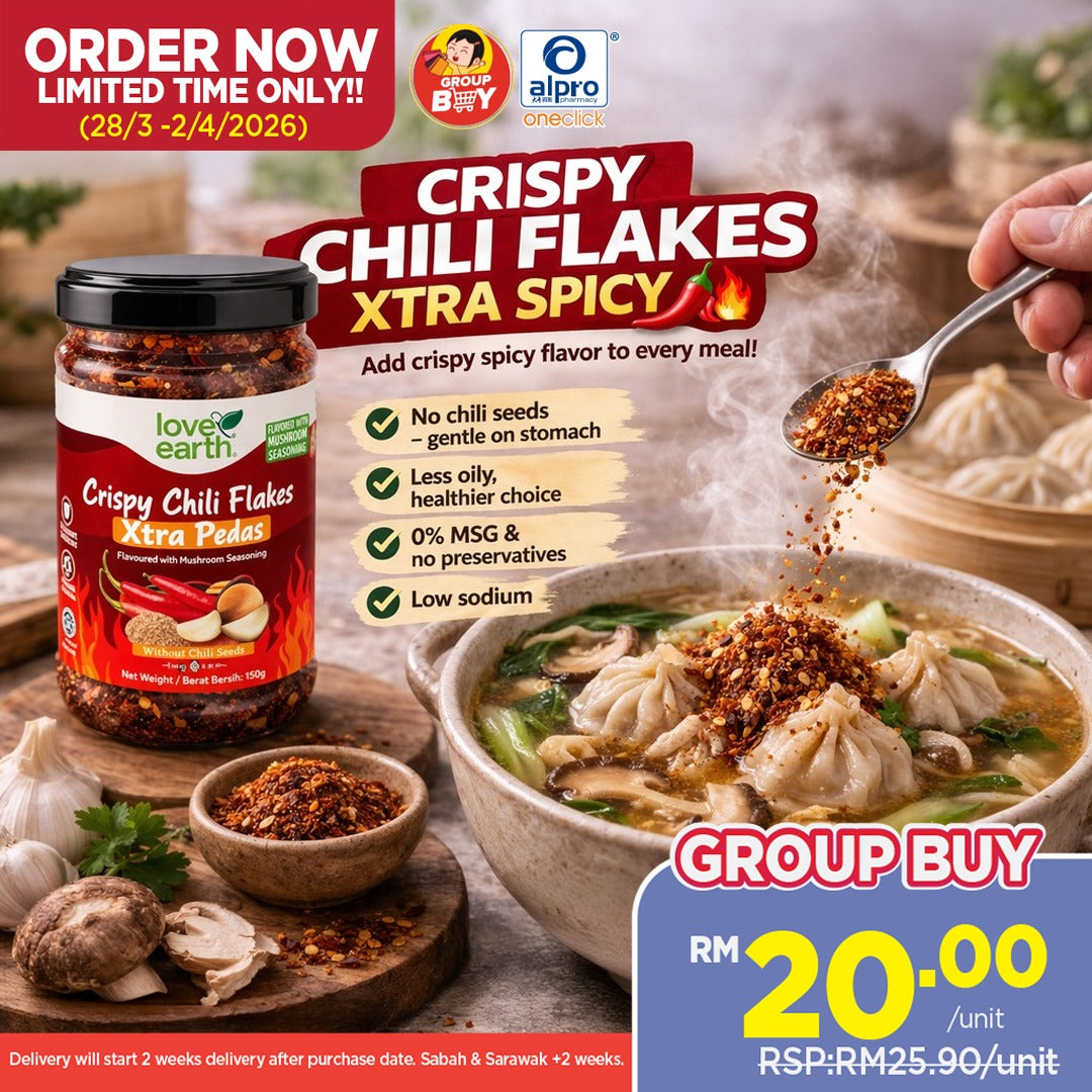 Love Earth Crispy Chilli Flakes Xtra Pedas 180g | Vegetarian Friendly & Zero MSG Love Earth