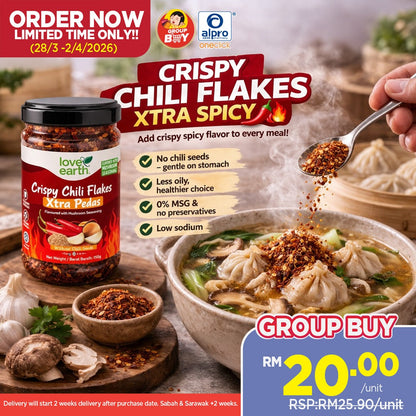 Love Earth Crispy Chilli Flakes Xtra Pedas 180g | Vegetarian Friendly & Zero MSG Love Earth