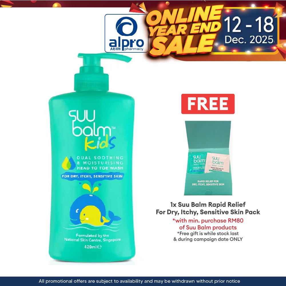 Suu Balm Kids Soothing & Moisturising Head To Toe Wash 420ml Suu Balm