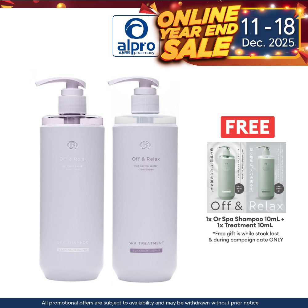 Off & Relax Spa Shampoo Treatment Set (Shampoo 460ml + Treatment 460ml) | Silky Night Repair Alpro Pharmacy