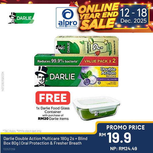 Darlie Double Action Multicare 180g 2s + Blind Box 80g | Oral Protection & Fresher Breath Alpro Pharmacy