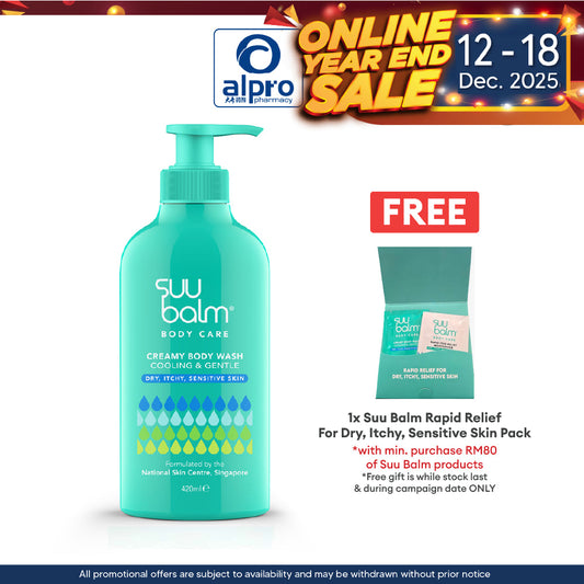 Suu Balm Cooling & Moisturising Cream Body Wash 420ml | For Sensitive and Dry Skin Suu Balm