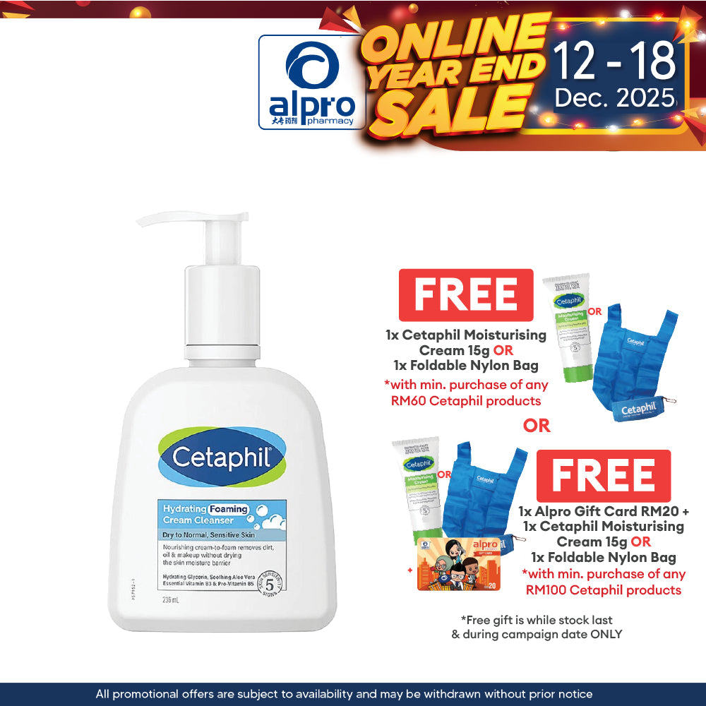 Cetaphil Hydrating Foaming Cream Cleanser 236ml | Hydrates And Soothes The Skin Cetaphil