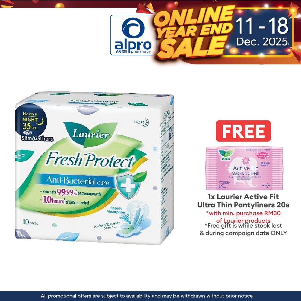 Laurier Fresh Protect Gathers 35cm 10s | For Night Use Laurier