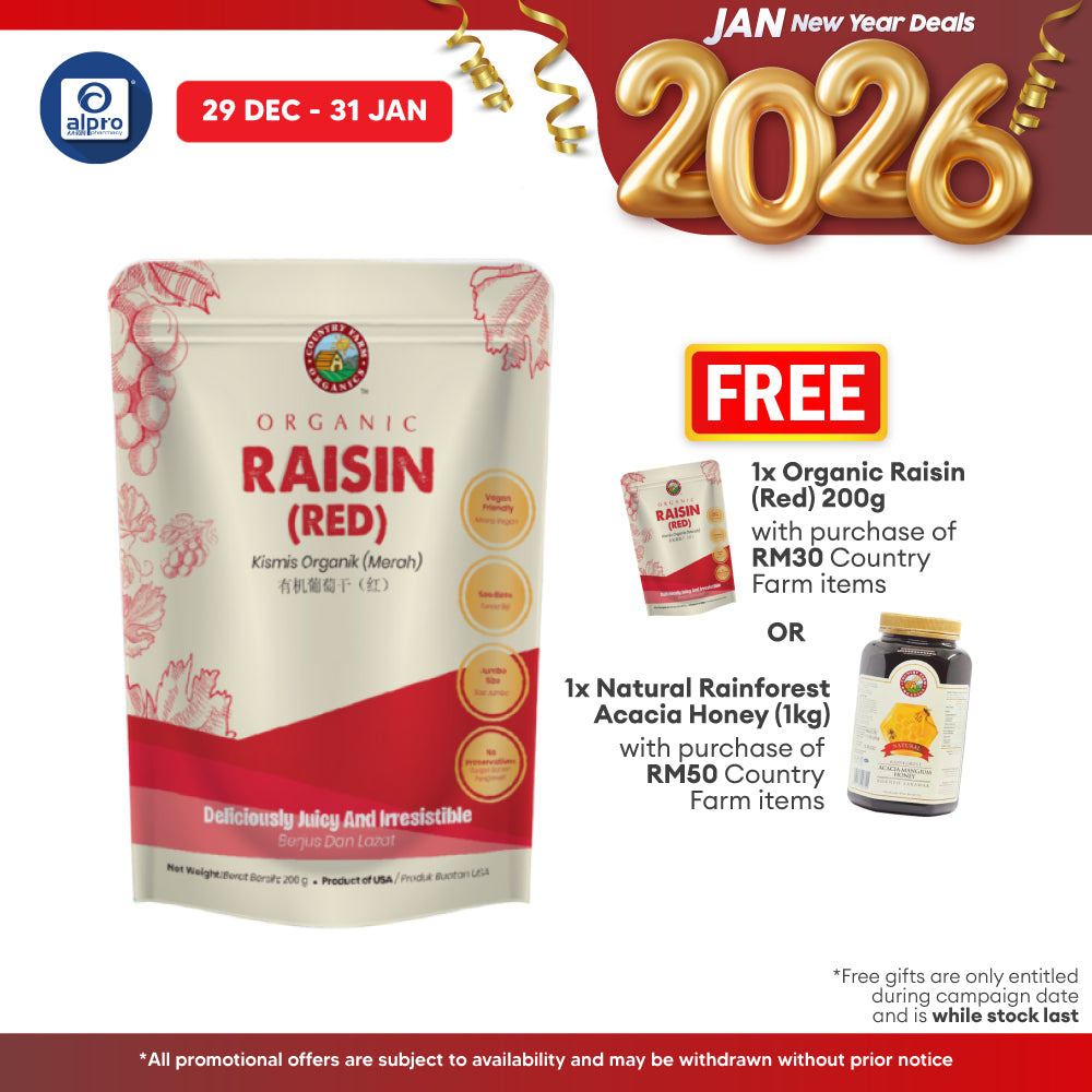 Country Farm Organics Raisins (Red) - 200g Pouch | High in Fiber & Energy Booster