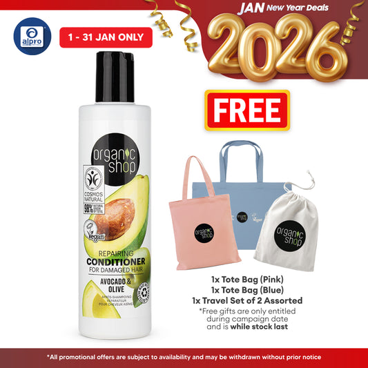 Organic Shop Repairing Conditioner for Damaged Hair Avocado and Olive 280mL | Nourish & Calms Scalp