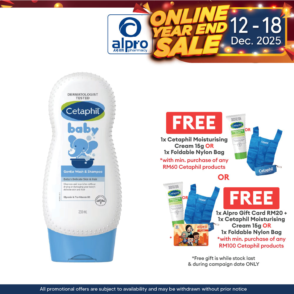 Cetaphil Baby Wash & Shampoo 230ml | Gentle and Mositurize Cetaphil