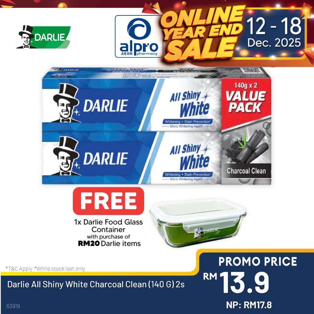 Darlie All Shiny White Charcoal Clean (140 G) 2s Alpro Pharmacy
