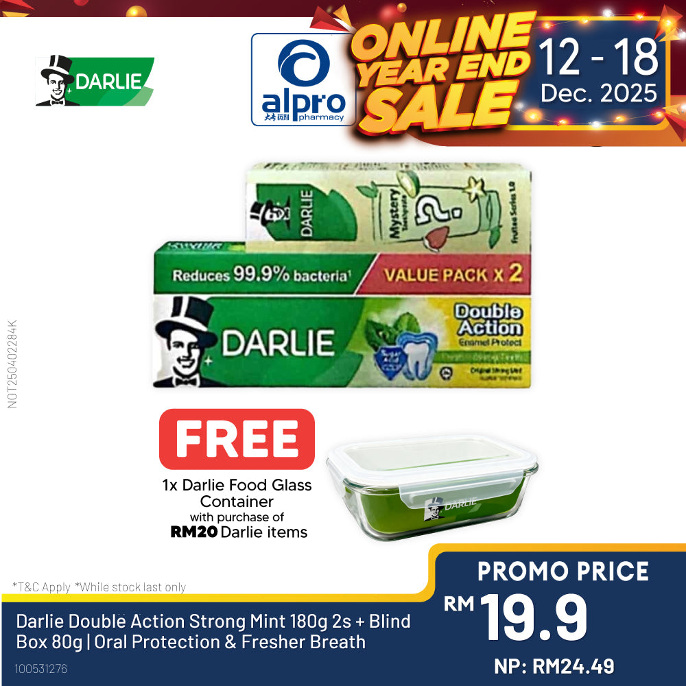Darlie Double Action Strong Mint 180g 2s + Blind Box 80g | Oral Protection & Fresher Breath Alpro Pharmacy