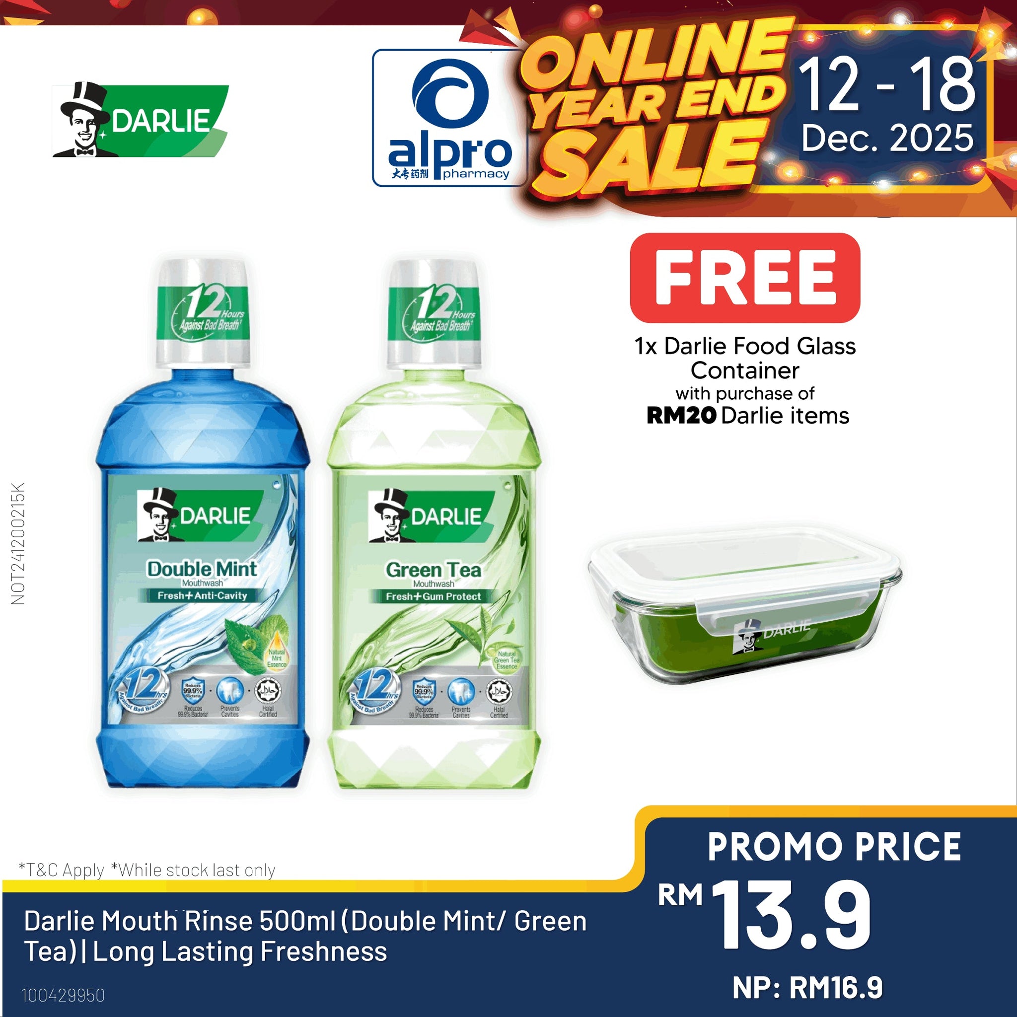 Darlie Mouth Rinse 500ml (Double Mint/ Green Tea) | Long Lasting Freshness Darlie