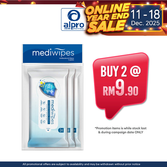 Antibacterial Wet Wipes | Mediwipes Travel Pack 3x10s Medi+