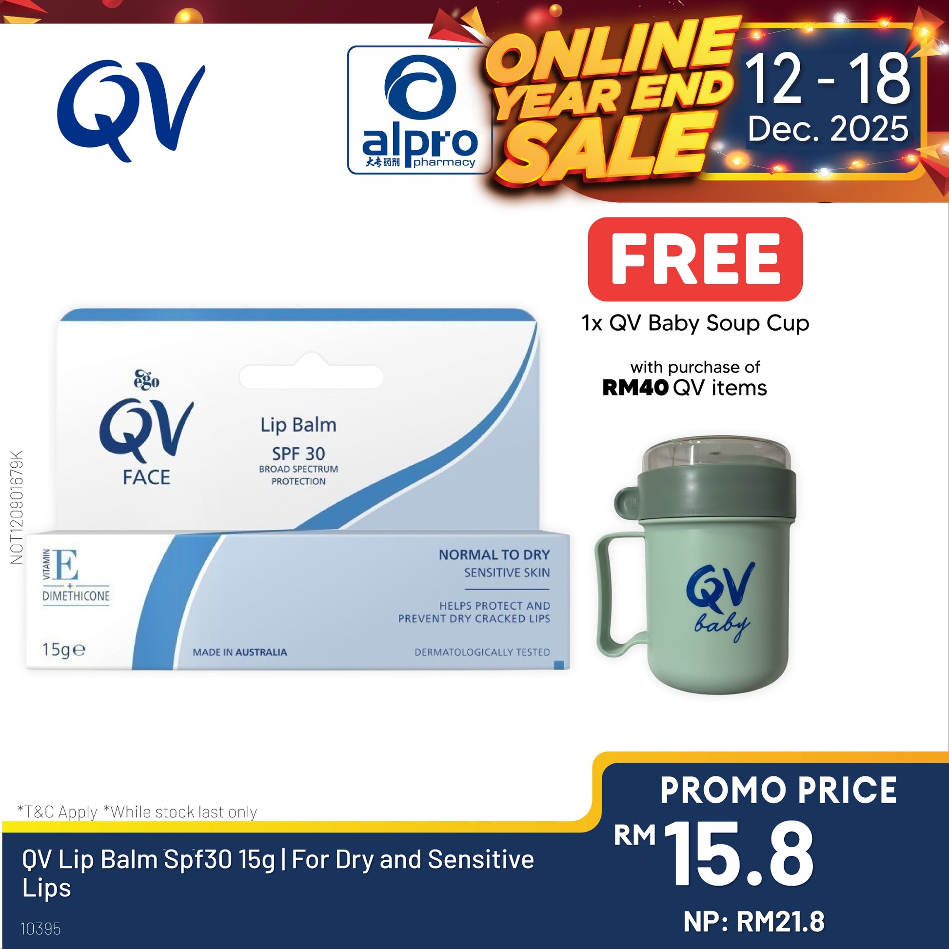 Ego QV Lip Balm Spf30 15g | For Dry and Sensitive Lips Alpro Pharmacy