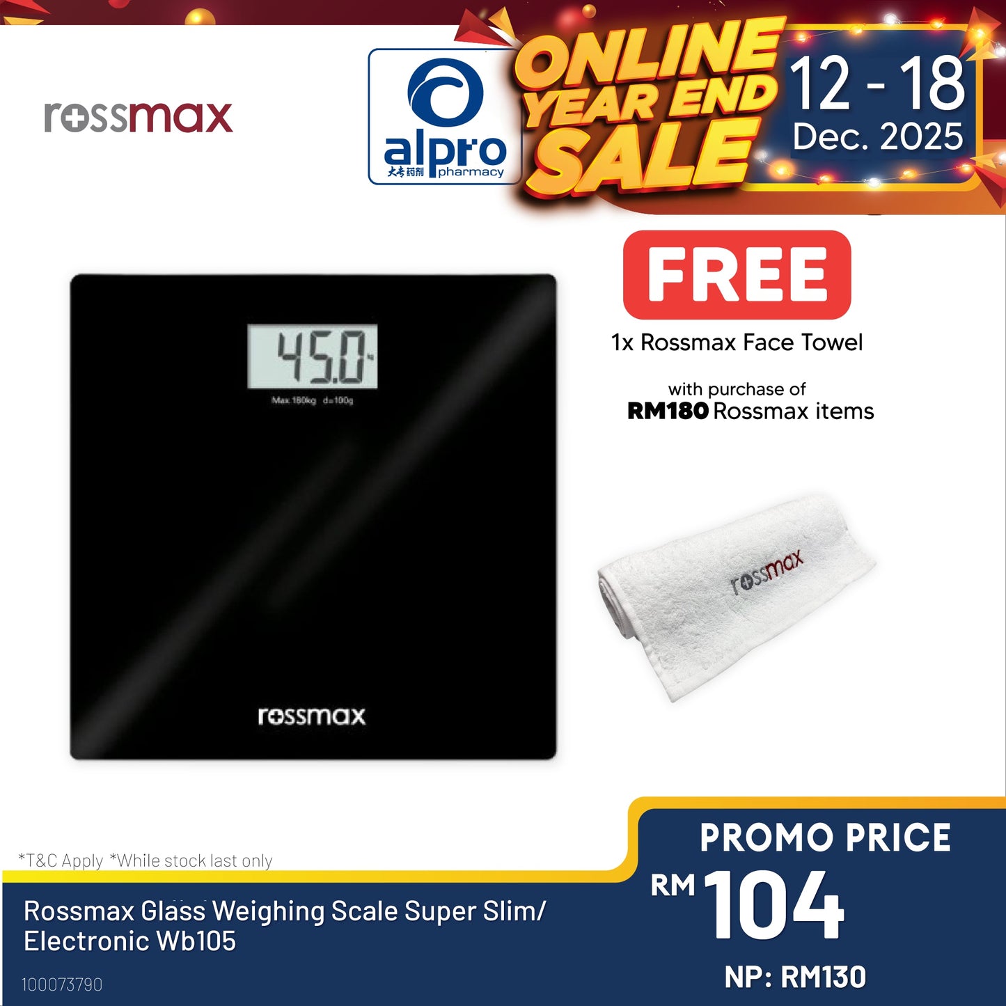 Rossmax Glass Weighing Scale Super Slim/ Electronic Wb105 Alpro Pharmacy