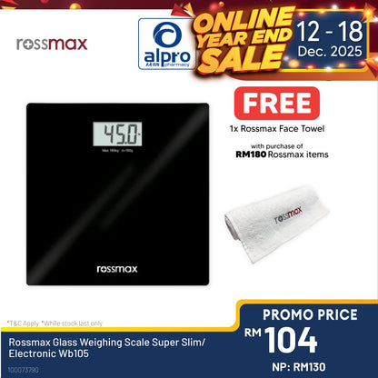 Rossmax Glass Weighing Scale Super Slim/ Electronic Wb105 Alpro Pharmacy