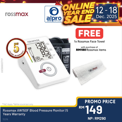 Rossmax AW150F Blood Pressure Monitor | 5 Years Warranty Alpro Pharmacy