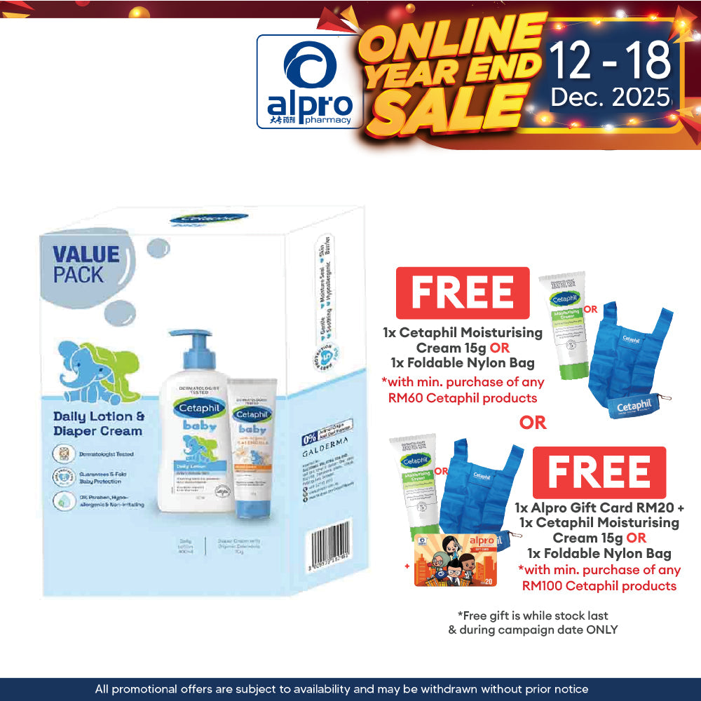 Cetaphil Baby Value Pack (Daily Lotion 400ml + Diapers Cream 70g) Alpro Pharmacy