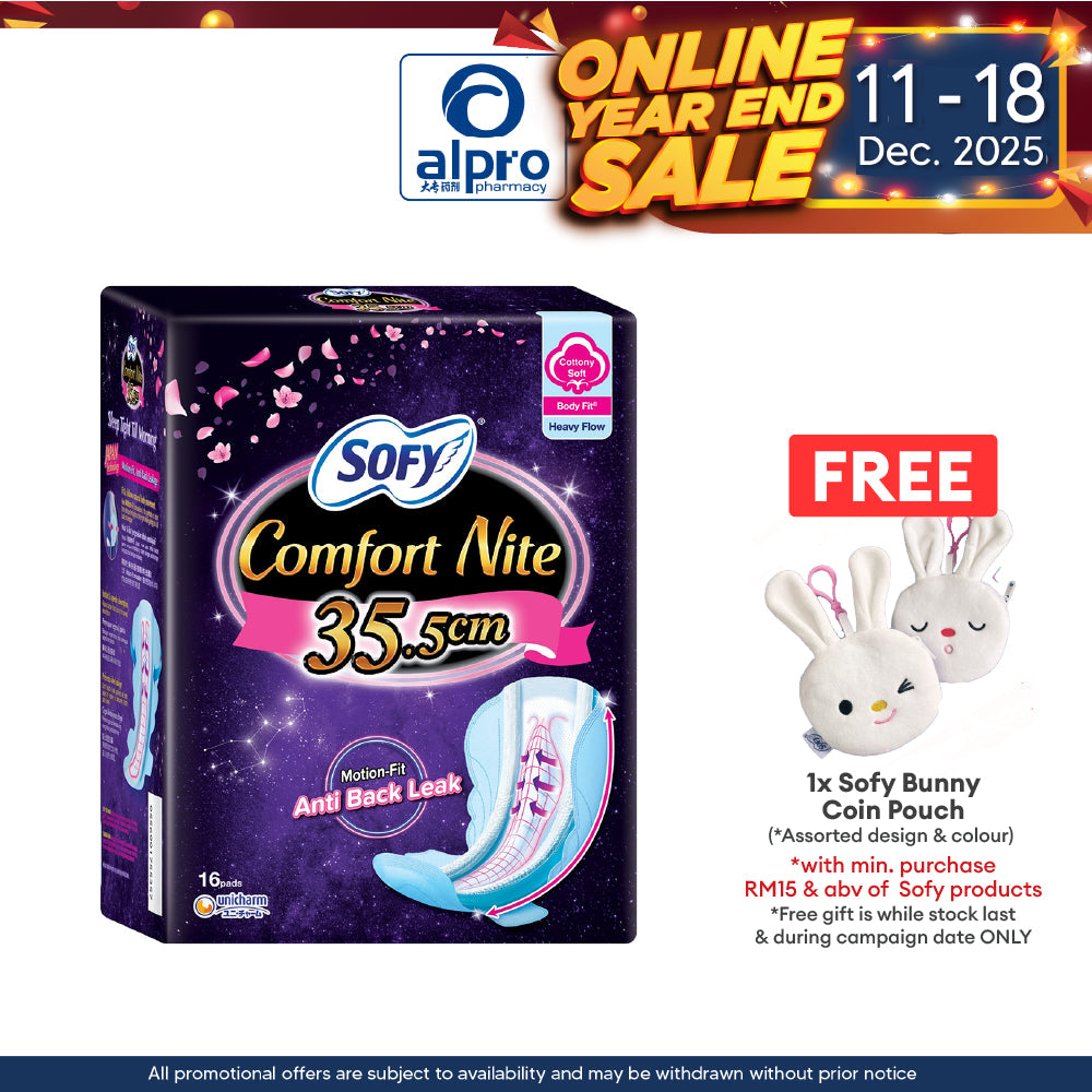 Sofy Body Fit Comfort Nite 35.5cm 16s | For Extra Heavy Flow Sofy