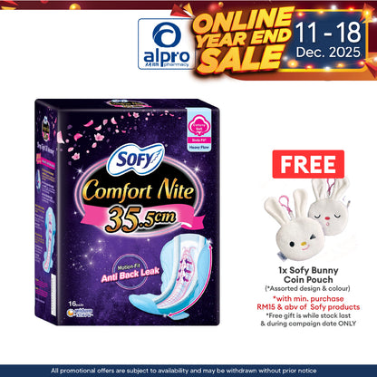 Sofy Body Fit Comfort Nite 35.5cm 16s | For Extra Heavy Flow Sofy