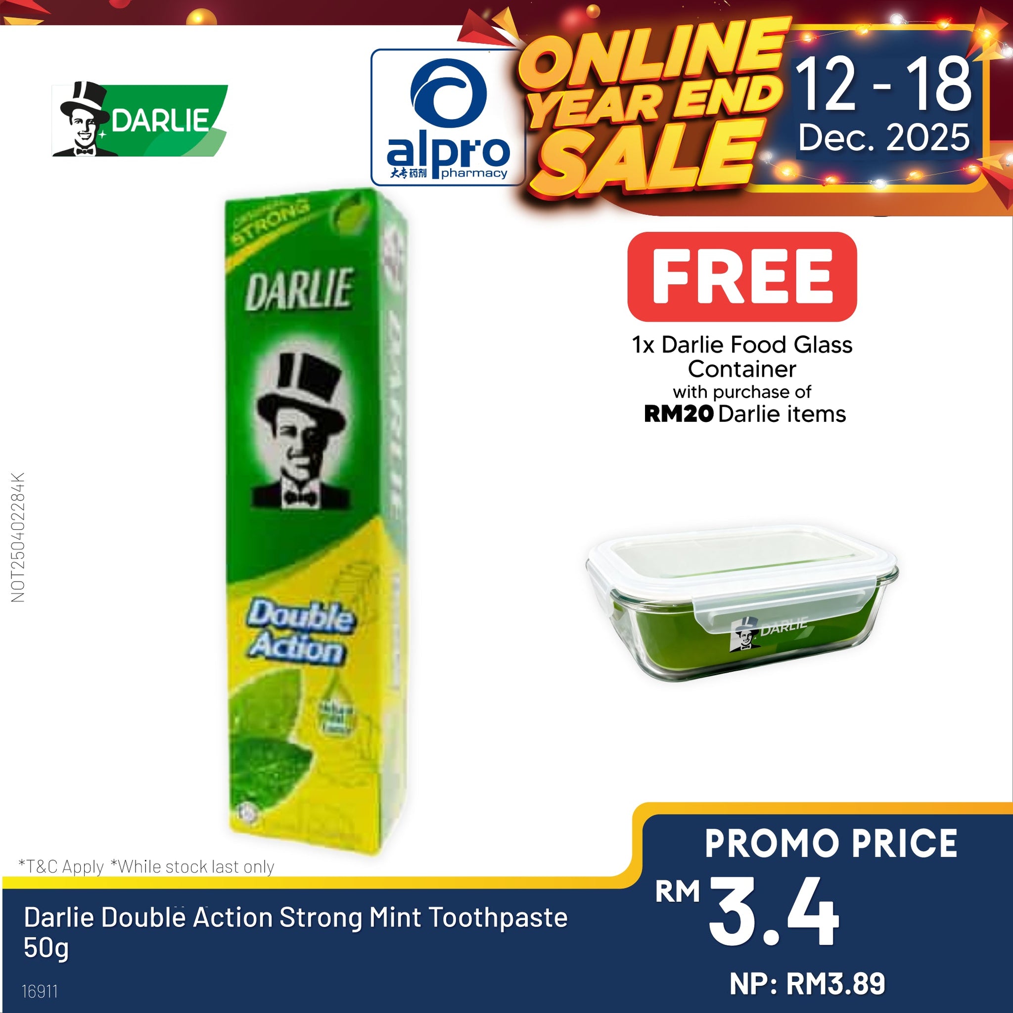Darlie Double Action Strong Mint Toothpaste 50g Alpro Pharmacy
