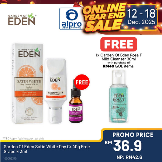 Garden Of Eden Satin White Day Cr 40g Free Grape E 3ml Alpro Pharmacy