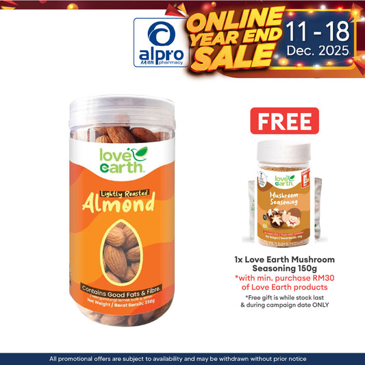 Love Earth Light Roasted Natural Almond 350g | Harvested From USA Love Earth