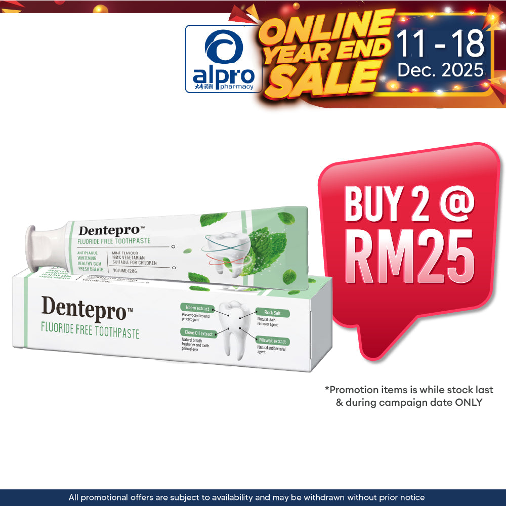 Dentepro Fluoride Free Toothpaste 120g | Helps Strengthen Tooth Enamel Dentepro
