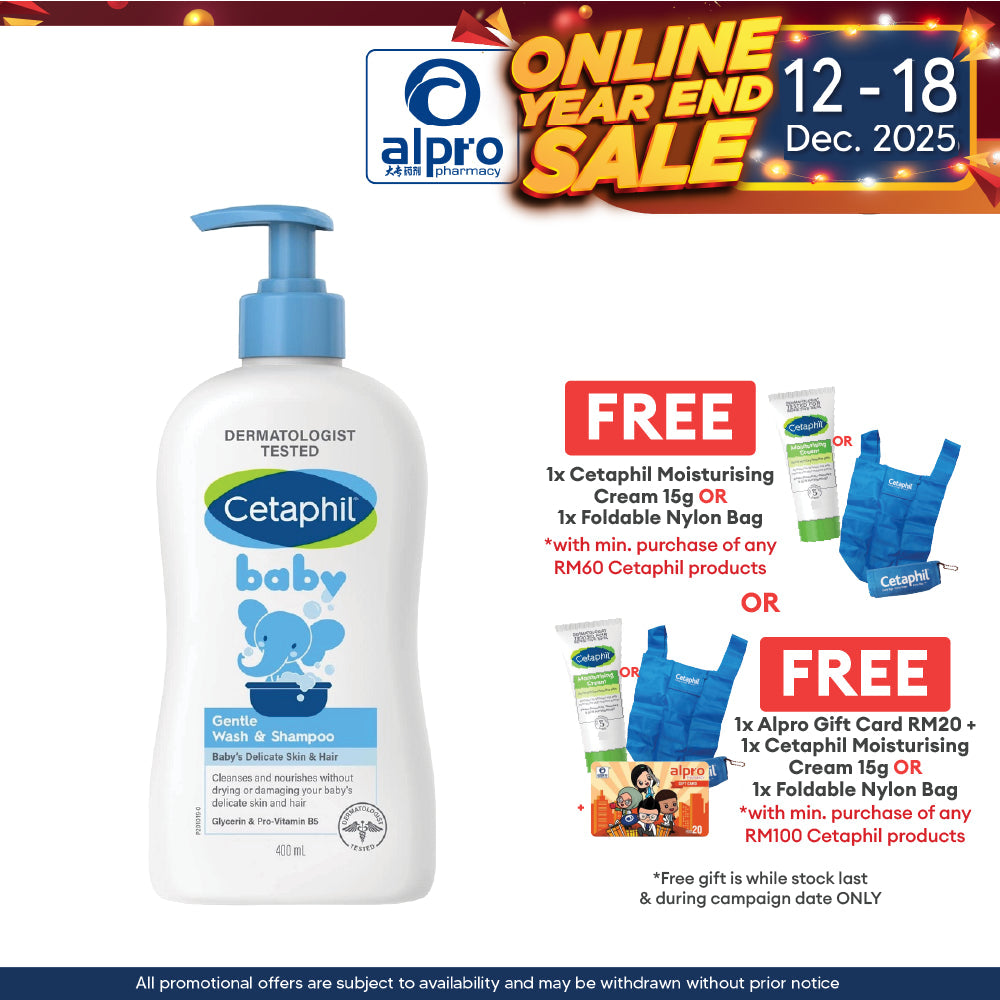 Cetaphil Baby Wash & Shampoo 400ml | Soft and Smoothing Cetaphil