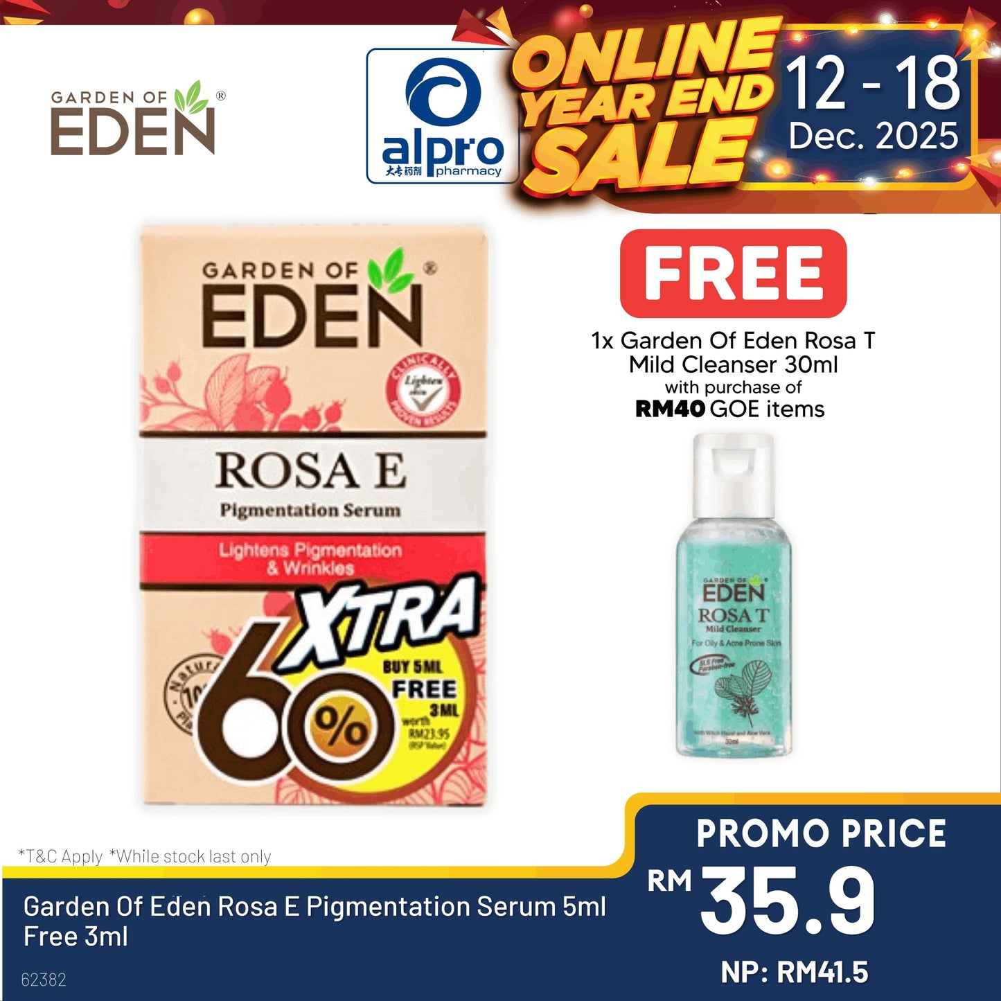 Garden Of Eden Rosa E Pigmentation Serum 5ml Free 3ml Alpro Pharmacy