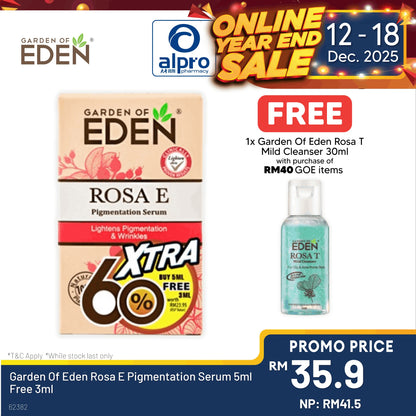 Garden Of Eden Rosa E Pigmentation Serum 5ml Free 3ml Alpro Pharmacy