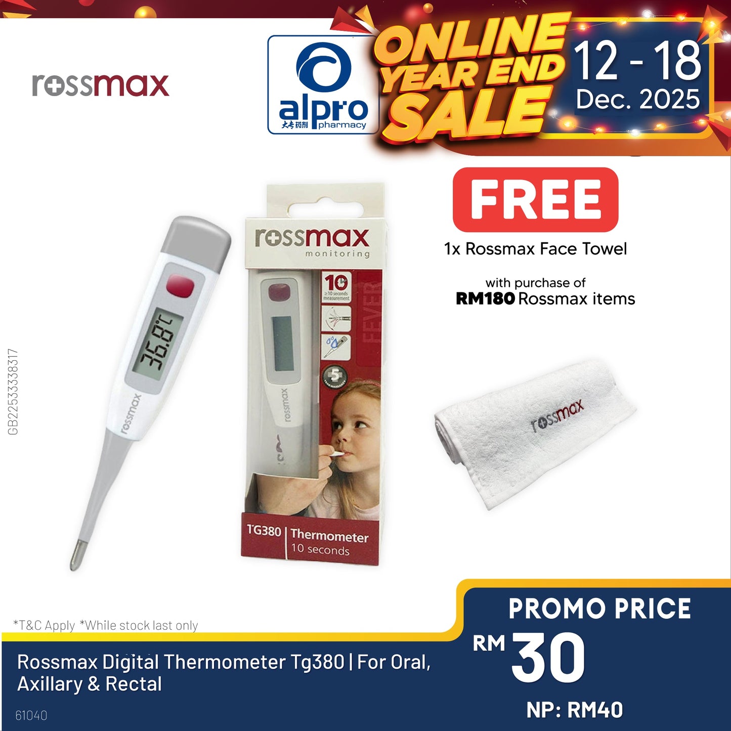 Rossmax Digital Thermometer Tg380 | For Oral, Axillary & Rectal Alpro Pharmacy
