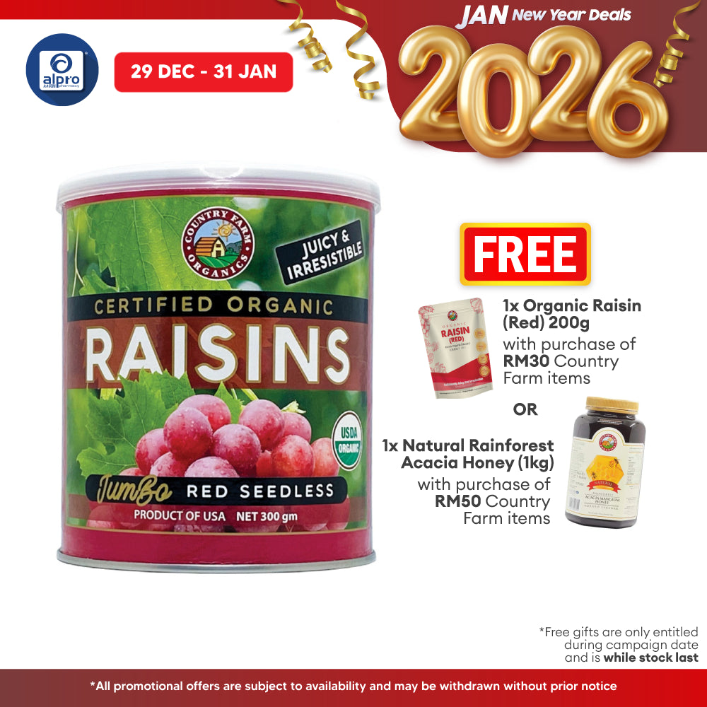 Country Farm Organics Raisin (Red) - 300g Canister | Packed with Nutrients & Energy