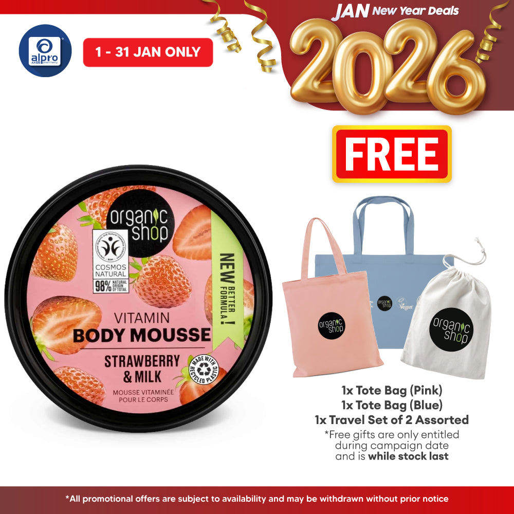 Organic Shop Vitamin Body Mousse Strawberry 250mL | Reduce Dark Spots & Pigmentation