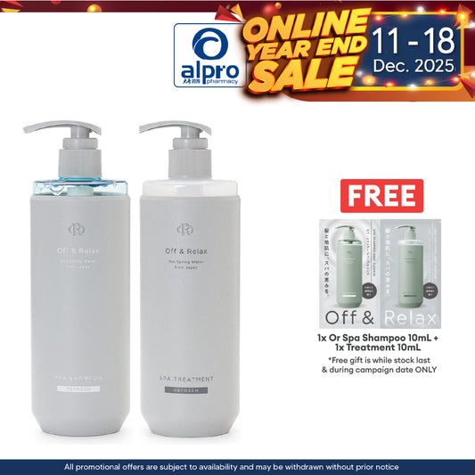 Off & Relax Spa Shampoo Treatment Set (Shampoo 460ml + Treatment 460ml) | Refresh Casis Alpro Pharmacy