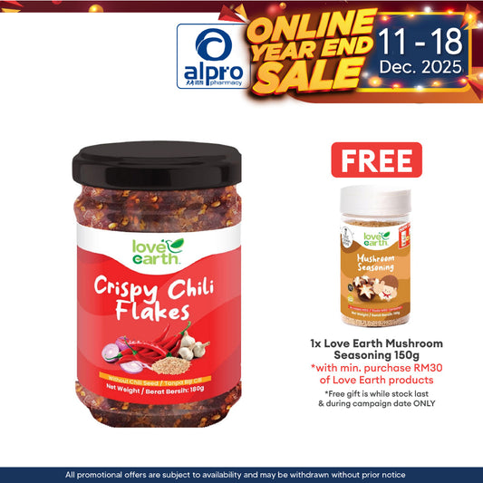 Love Earth Crispy Chili Flakes 180g | Rich Umami and Mildly Spicy Alpro Pharmacy