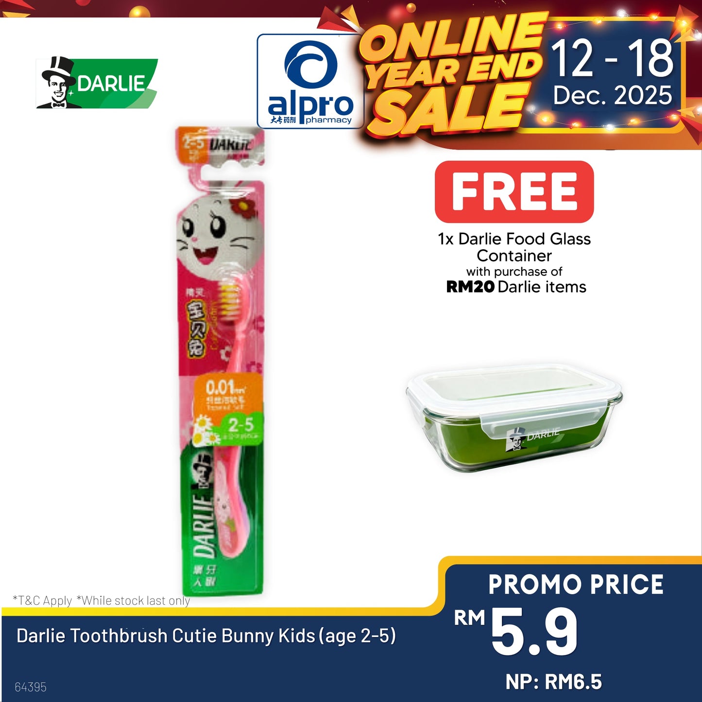 Darlie Toothbrush Cutie Bunny Kids (age 2-5) Darlie