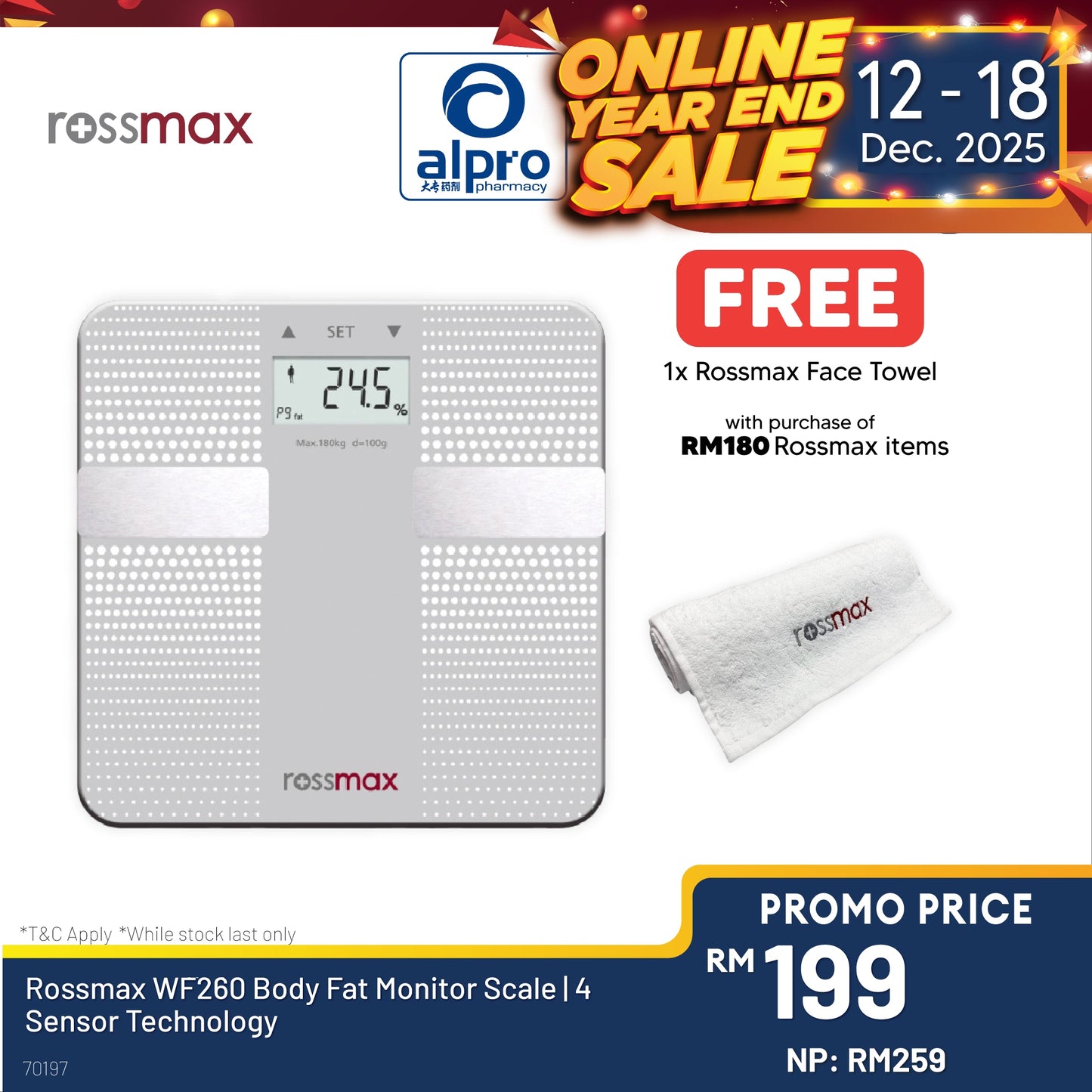 Rossmax WF260 Body Fat Monitor Scale | 4 Sensor Technology Alpro Pharmacy