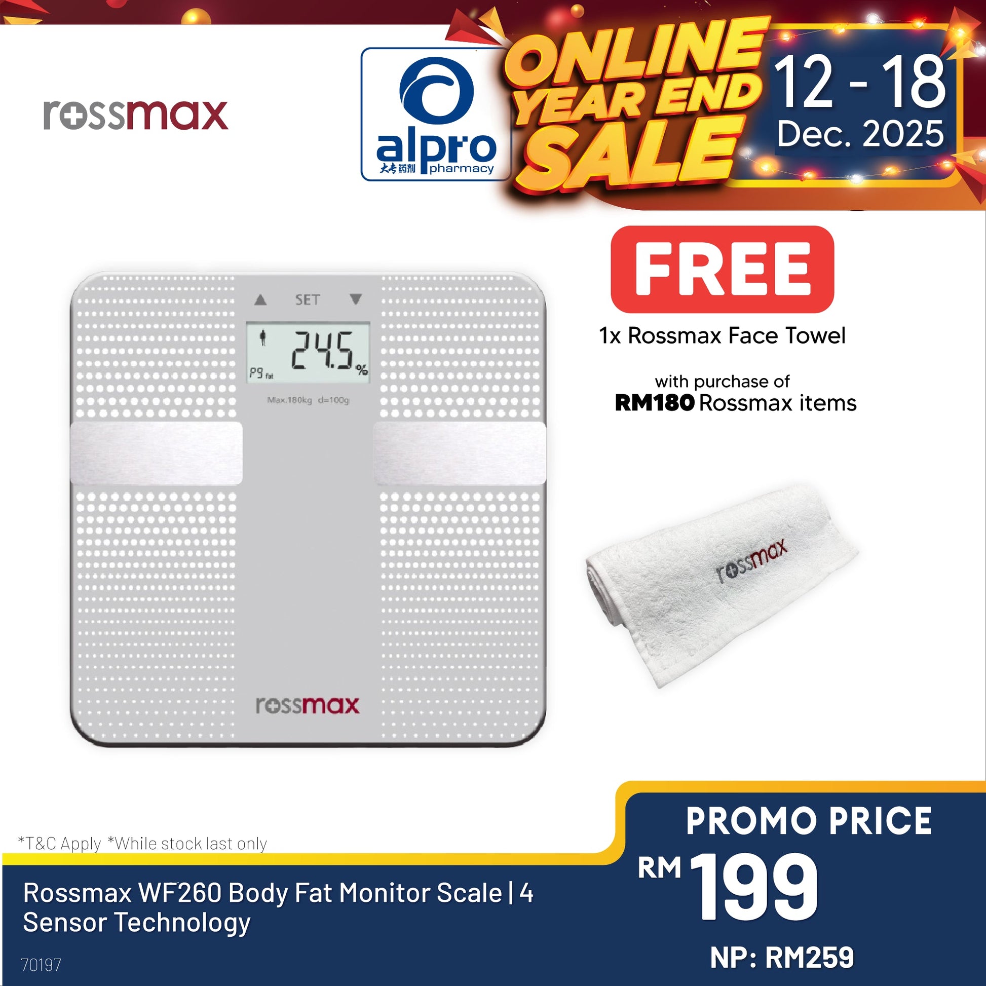 Rossmax WF260 Body Fat Monitor Scale | 4 Sensor Technology Alpro Pharmacy